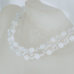 Necklace Silver 925 - Duo Moonstone-Diaphanous white - Necklace Silver 925 - Argent 925